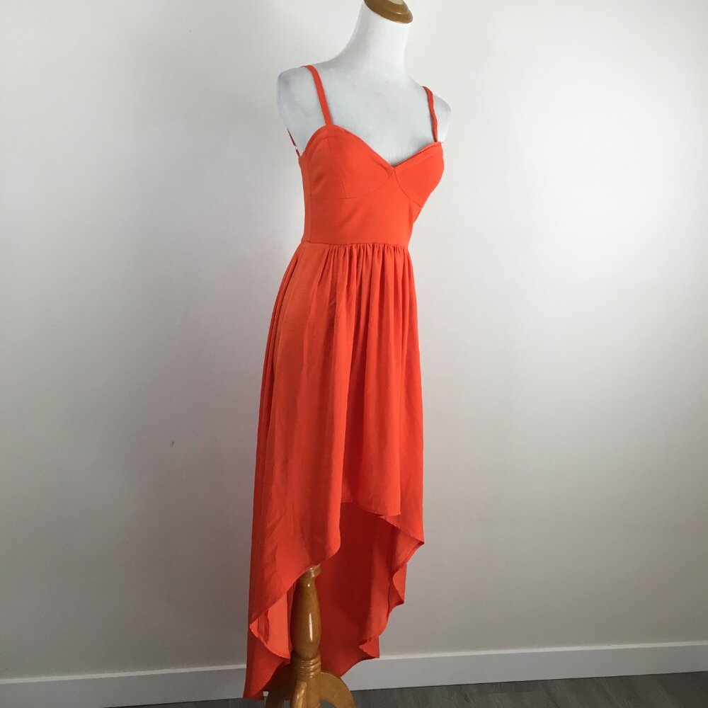 BCBGMAXAZRIA Poinsettia High Low Hem Bustier ANNAMAE Mixed Media Dress